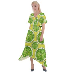 Lemon Cut Cross Front Sharkbite Hem Maxi Dress