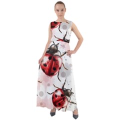 Ladybugs-pattern-texture-watercolor Chiffon Mesh Boho Maxi Dress