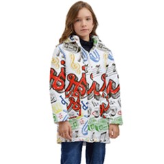 Music-color-elements Kid s Hooded Longline Puffer Jacket by Wegoenart