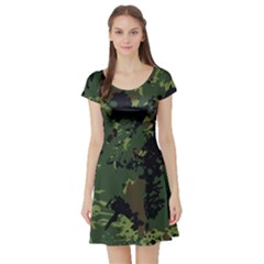 Military Background Grunge Short Sleeve Skater Dress by Wegoenart