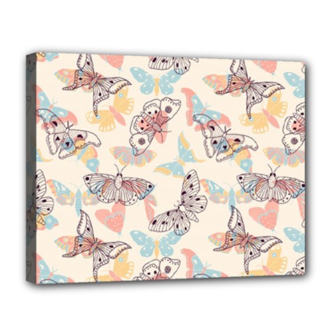 Pattern-with-hand-drawn-butterflies Canvas 14  X 11  (stretched) by Wegoenart