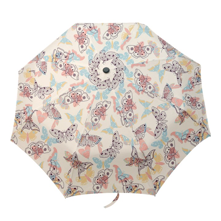 Pattern-with-hand-drawn-butterflies Folding Umbrellas