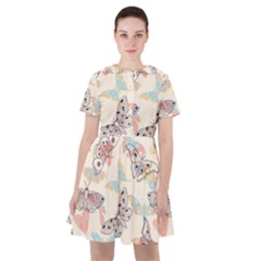 Pattern-with-hand-drawn-butterflies Sailor Dress by Wegoenart