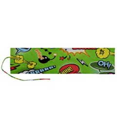 Modern-comics-background-pattern-with-bombs-lightening-jagged-clouds-speech-bubbles Roll Up Canvas Pencil Holder (l)