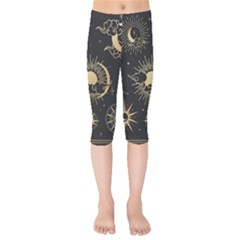 Asian-set-with-clouds-moon-sun-stars-vector-collection-oriental-chinese-japanese-korean-style Kids  Capri Leggings  by Wegoenart