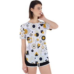 Flat-geometric-shapes-background Perpetual Short Sleeve T-shirt by Wegoenart