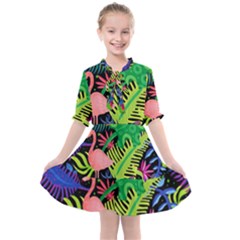 Tropical-exotic-colors-seamless-pattern Kids  All Frills Chiffon Dress