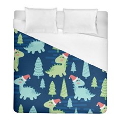 Cute-dinosaurs-animal-seamless-pattern-doodle-dino-winter-theme Duvet Cover (full/ Double Size) by Wegoenart