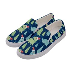 Cute-dinosaurs-animal-seamless-pattern-doodle-dino-winter-theme Women s Canvas Slip Ons by Wegoenart