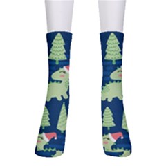 Cute-dinosaurs-animal-seamless-pattern-doodle-dino-winter-theme Crew Socks by Wegoenart