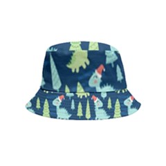 Cute-dinosaurs-animal-seamless-pattern-doodle-dino-winter-theme Bucket Hat (kids) by Wegoenart