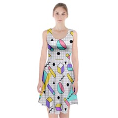 Tridimensional-pastel-shapes-background-memphis-style Racerback Midi Dress