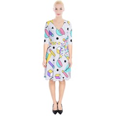 Tridimensional-pastel-shapes-background-memphis-style Wrap Up Cocktail Dress by Wegoenart