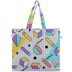 Tridimensional-pastel-shapes-background-memphis-style Canvas Travel Bag by Wegoenart