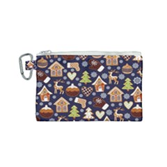 Winter-seamless-patterns-with-gingerbread-cookies-holiday-background Canvas Cosmetic Bag (small) by Wegoenart