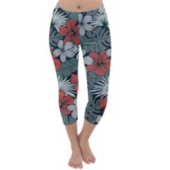 Seamless-floral-pattern-with-tropical-flowers Capri Winter Leggings  by Wegoenart