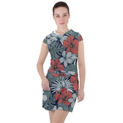 Seamless-floral-pattern-with-tropical-flowers Drawstring Hooded Dress by Wegoenart