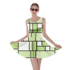 Green-geometric-digital-paper Skater Dress by Wegoenart