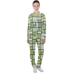 Green-geometric-digital-paper Casual Jacket And Pants Set by Wegoenart