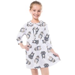 Cute Seamless Pattern With Koala Panda Bear Kids  Quarter Sleeve Shirt Dress by Wegoenart