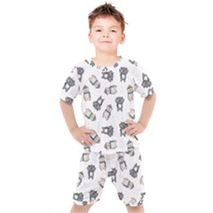 Cute Seamless Pattern With Koala Panda Bear Kids  Tee And Shorts Set by Wegoenart