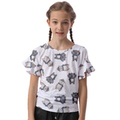 Cute Seamless Pattern With Koala Panda Bear Kids  Cut Out Flutter Sleeves by Wegoenart