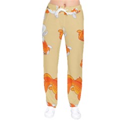 Gold Fish Seamless Pattern Background Women Velvet Drawstring Pants