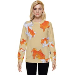 Gold Fish Seamless Pattern Background Hidden Pocket Sweatshirt