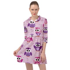 Seamless Cute Colourfull Owl Kids Pattern Mini Skater Shirt Dress by Wegoenart