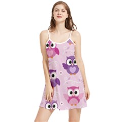 Seamless Cute Colourfull Owl Kids Pattern Summer Frill Dress by Wegoenart