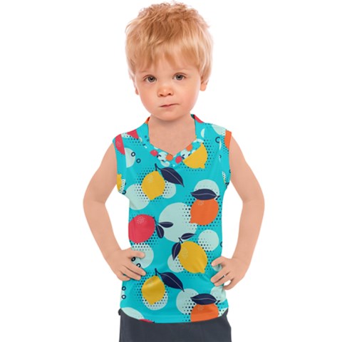 Pop Art Style Citrus Seamless Pattern Kids  Sport Tank Top by Wegoenart