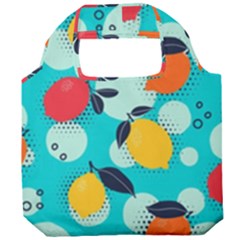 Pop Art Style Citrus Seamless Pattern Foldable Grocery Recycle Bag