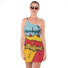 Pow Word Pop Art Style Expression Vector One Soulder Bodycon Dress by Wegoenart