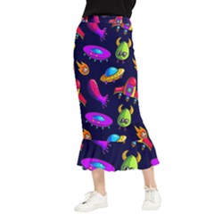 Space Pattern Maxi Fishtail Chiffon Skirt by Wegoenart