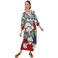 Rays Smoke Pop Art Style Vector Illustration Grecian Style  Maxi Dress