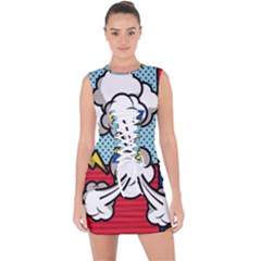 Rays Smoke Pop Art Style Vector Illustration Lace Up Front Bodycon Dress