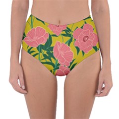 Pink Flower Seamless Pattern Reversible High-waist Bikini Bottoms by Wegoenart