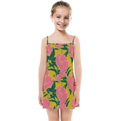 Pink Flower Seamless Pattern Kids  Summer Sun Dress by Wegoenart