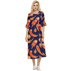 Space Patterns Pattern Double Cuff Midi Dress