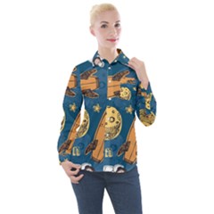 Missile Pattern Women s Long Sleeve Pocket Shirt