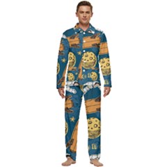 Missile Pattern Men s Long Sleeve Velvet Pocket Pajamas Set by Wegoenart