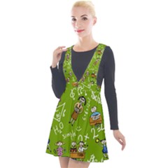 Seamless Pattern With Kids Plunge Pinafore Velour Dress