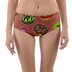 Doughnut Doodle Colorful Seamless Pattern Reversible Mid-waist Bikini Bottoms by Wegoenart