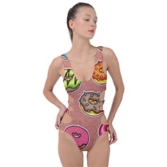Doughnut Doodle Colorful Seamless Pattern Side Cut Out Swimsuit