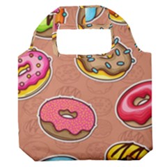 Doughnut Doodle Colorful Seamless Pattern Premium Foldable Grocery Recycle Bag by Wegoenart