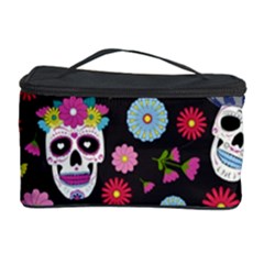 Day Dead Skull With Floral Ornament Flower Seamless Pattern Cosmetic Storage by Wegoenart