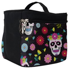 Day Dead Skull With Floral Ornament Flower Seamless Pattern Make Up Travel Bag (big) by Wegoenart