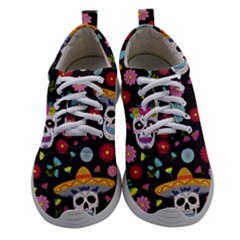 Day Dead Skull With Floral Ornament Flower Seamless Pattern Women Athletic Shoes by Wegoenart