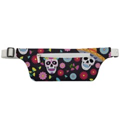 Day Dead Skull With Floral Ornament Flower Seamless Pattern Active Waist Bag