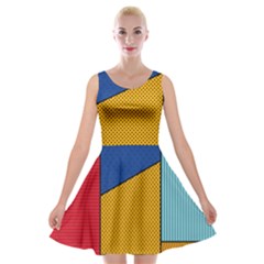 Dotted Colors Background Pop Art Style Vector Velvet Skater Dress by Wegoenart